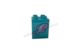 Lego® Duplo® Kostka 2x2x2 modrá s potiskem - ryba