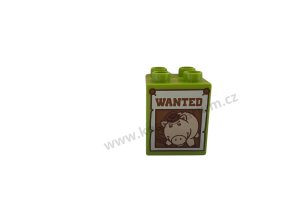 Lego® Duplo® Kostka 2x2x2 zelená s potiskem - wanted