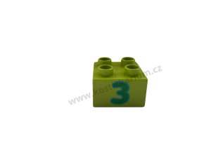 Lego® Duplo® Kostka 2x2 zelená s potiskem čísla 3