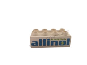 Lego® Duplo® Kostka 2x4 bílá s potiskem - powered by Allinol