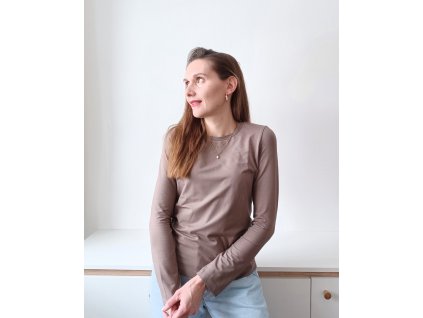 Dámské tričko z viskózy s dlouhým rukávem tmavě šedé
