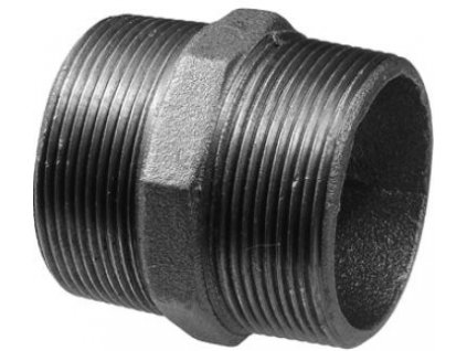 Vsuvka 280 1 1/4", s vnějšími závity, voda/plyn, litina, černá