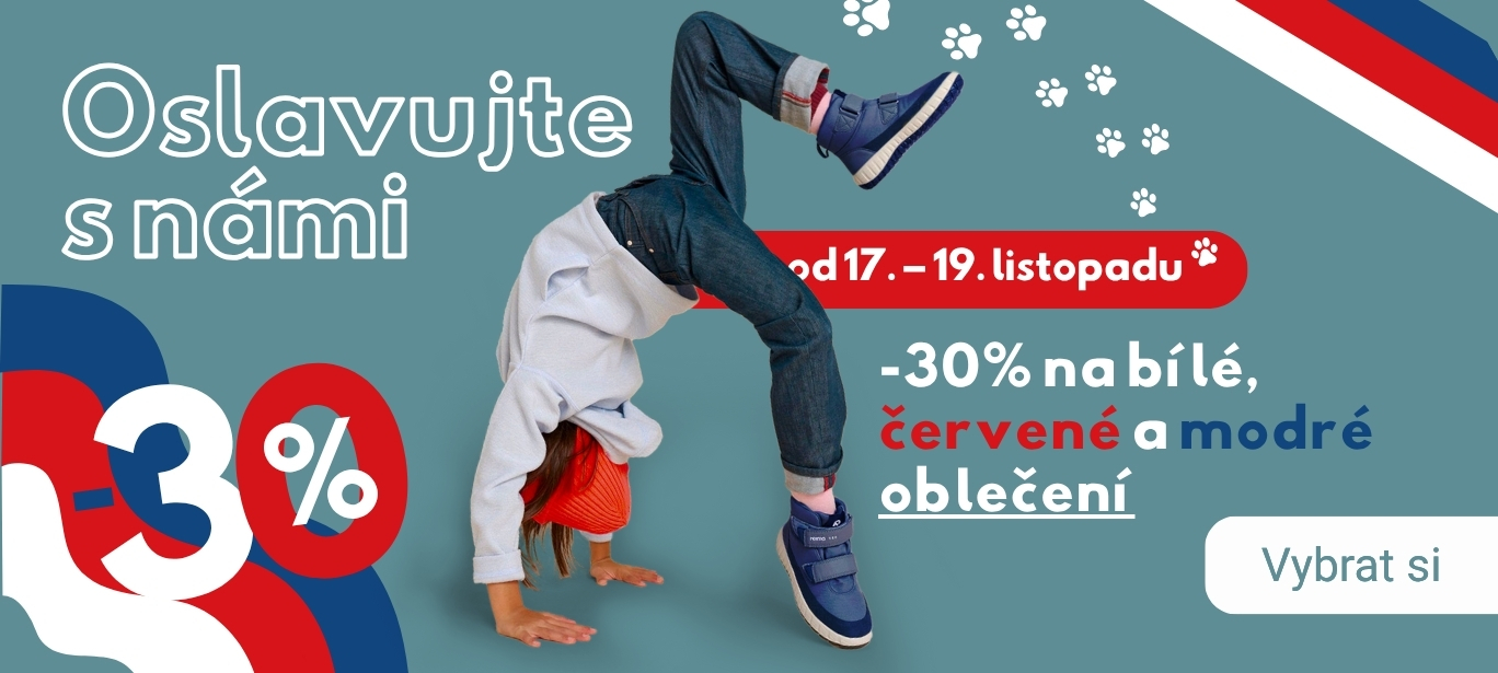 od 17. – 19. listopadu -30% na bílé, červené a modré oblečení