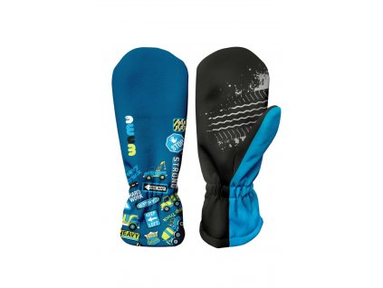 detske softshellove rukavice bagr modra