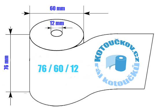 Rozměry pokladní / offset pokladního kotoučku 76/60/12