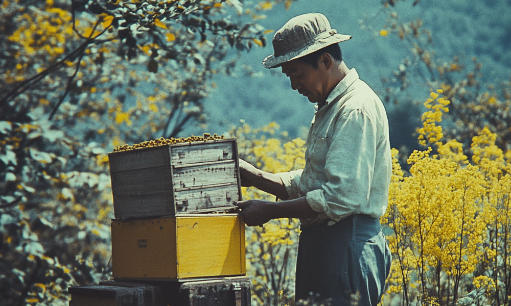 Historická včelí farma Kotsam v Koreji z 60. let – původ medu pro ovocné čaje