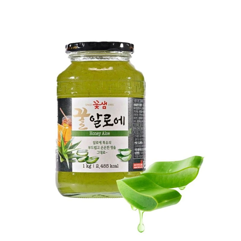 Sklenice 1 kg korejského Aloe čaje Kotsam a čerstvá aloe vera – osvěžující čaj na trávení