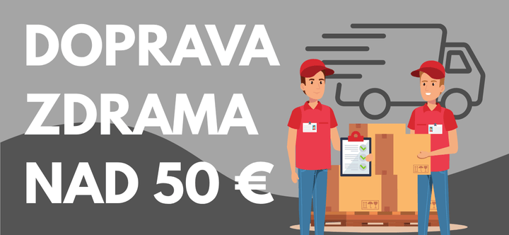 Doprava zdarma pri nákupe nad 50 € – ilustrácia kuriérov a dodávky s balíkmi