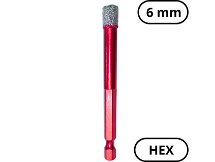 Diamantová korunka TEDIAM PRO HEX 6 mm – na gres, granit, betón, keramiku a kameň