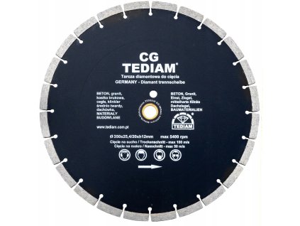 Diamantový segmentový kotúč TEDIAM CG 350 × 25,4 mm – na betón, dlažobnú kocku a prírodný kameň