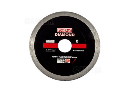 Diamantový kotúč POWER AT 125 × 22,23 mm – plný veniec na keramiku a obklady