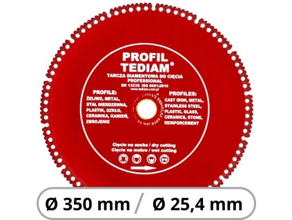 Diamantový kotúč na rezanie profilov TEDIAM MULTI kov, kameň, sklo, drevo Ø 350 mm