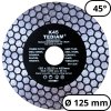 Diamantový kotúč TEDIAM K45 125 × 22,23 mm – na rezanie a fazetovanie pod uhlom 45°