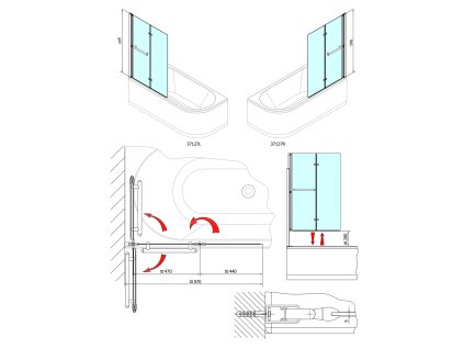 Polysan ODESSA 97 x 140 cm pneumatická vanová zástěna 37127