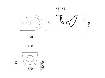Sapho Pura 8864111 bidet závěsný 50 x 36 cm