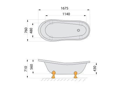 Polysan Retro 169x75x72 cm vana volně stojící 42112 nohy bílé