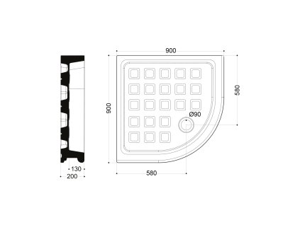 Sapho Retro 133901 sprchová vanička 90 x 90 x 20 cm keramická