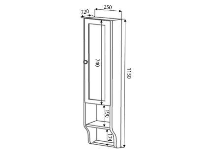 Sapho Retro 1688 skříňka k zrcadlu 25 x 115 cm starobílá pravá