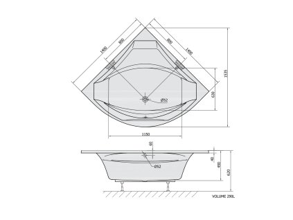 Polysan Rosana 140 x 140 cm vana rohová akrylátová 64119