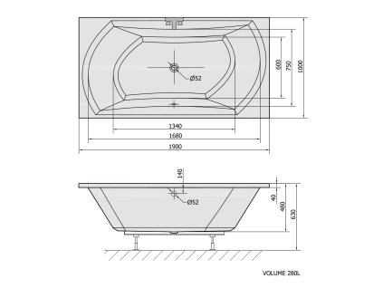 Polysan Salsa 190 x 100 cm vana obdélníková akrylátová 44119