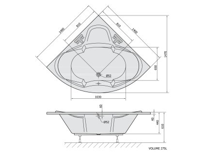 Polysan Simona 140 x 140 cm vana rohová akrylátová 06111
