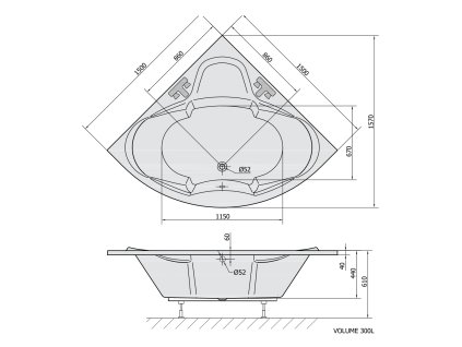 Polysan Simona 150 x 150 cm vana rohová akrylátová 94111