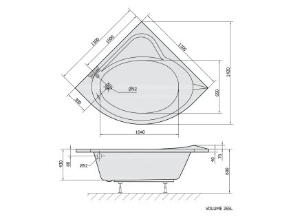 Polysan Sirius 130 x 130 cm vana rohová akrylátová 49111