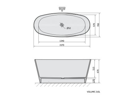 Polysan Tess vana volně stojící 157x70x67cm litý mramor 09613