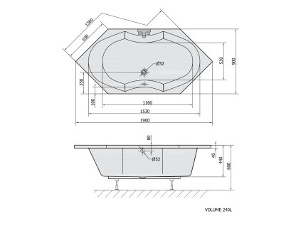 Polysan Tokata 136 x 136 cm 17111 vana šestihranná akrylátová