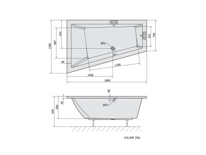Polysan Triangl L 180 x 120 cm vana asymetrická akrylátová levá 19611