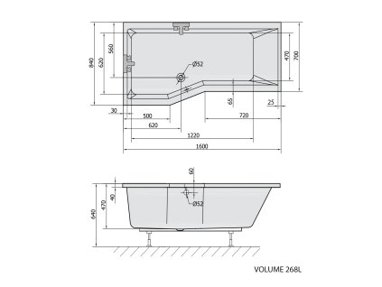 Polysan Versys L 160 x 85 cm vana asymetrická akrylátová levá 14611