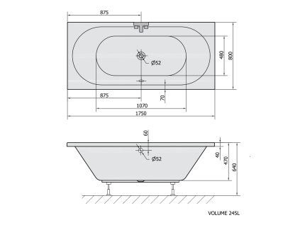 Polysan Viva B 175 x 80 cm vana obdélníková akrylátová 88119