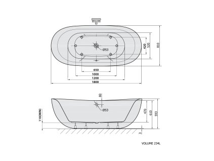 Polysan Zasu 180x81x58 cm vana volně stojící 69611