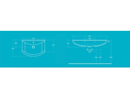 Aqualine Zero 6065 umyvadlo nábytkové 65 x 46 cm