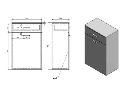 Aqualine ZOJA / KERAMIA FRESH 51310 spodní skříňka s košem 78 cm bílá