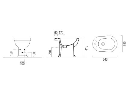 Sapho Classic 8762111 bidet 54 x 37 cm
