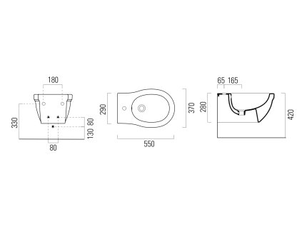 Sapho Classic 8765111 bidet závěsný 55 x 37 cm