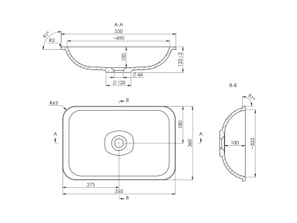 Sapho Japura 50135 umyvadlo 55 x 36 cm litý mramor