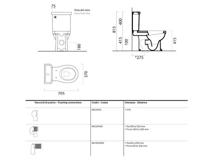 Sapho Classic 871711 WC mísa kombi 37 x 70,5 cm