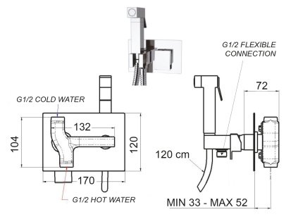 Sapho Latus 1102-07 bidetová baterie podomítková