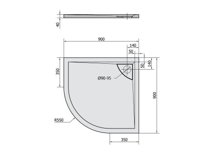 Polysan LUSSA 90 x 90 cm sprchová vanička 71602 litý mramor