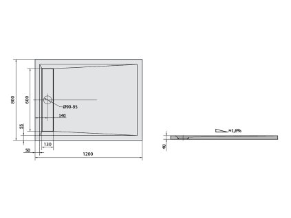 Polysan VARESA 120 x 80 cm sprchová vanička obdélníková litý mramor 71604