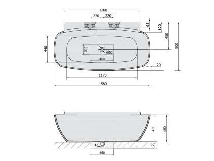 Polysan Nigra 158x80x60 cm vana volně stojící litý mramor 82511