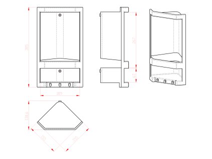 Aqualine White Line 8079 rohová polička do sprchy Junior