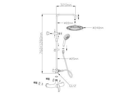 Aqualine Kasiopea 1107-48 sprchový sloup chrom