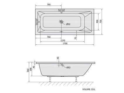 Polysan Mimoa 170x75 cm vana obdélníková akrylátová 71709