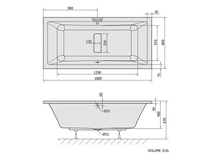 Polysan Marlene 180 x 80 cm vana obdélníková akrylátová 72034