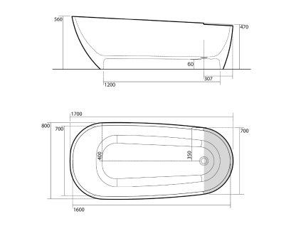 Kerasan Aquatech 170x70 cm vana volně stojící 375001