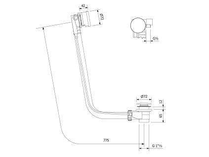 Polysan 71685 Vanová souprava s napouštěním bovden délka 775 mm zátka 72 mm chrom