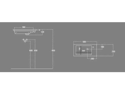 Aqualine Zuno 9050 umyvadlo nábytkové 50 x 25 cm